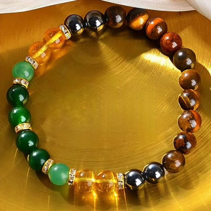 Round Polished Crystal Stone Stackable Wrist Band For Daily Casual Fashion Jewelry