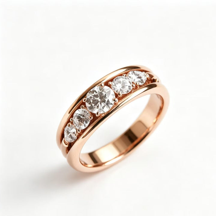 14K Gold‑Tone Five‑Stone Diamond Ring, Versatile, Sophisticated Index Finger Ring