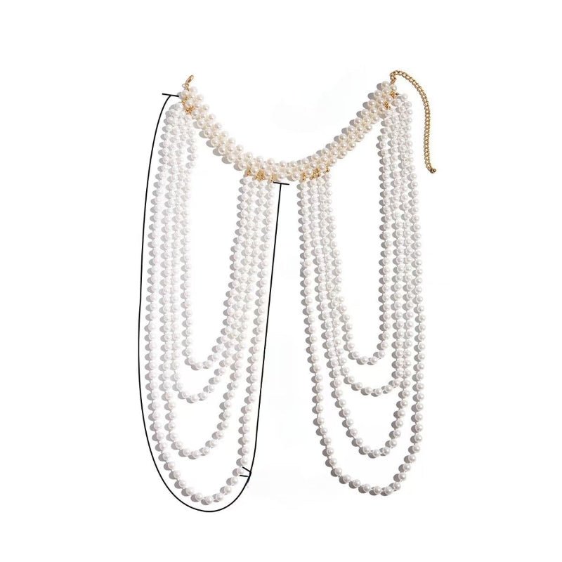 Sexy Multi-Layer Body Chain for Women, Fashion Show Pearl Shoulder Chain, Clothing Chain