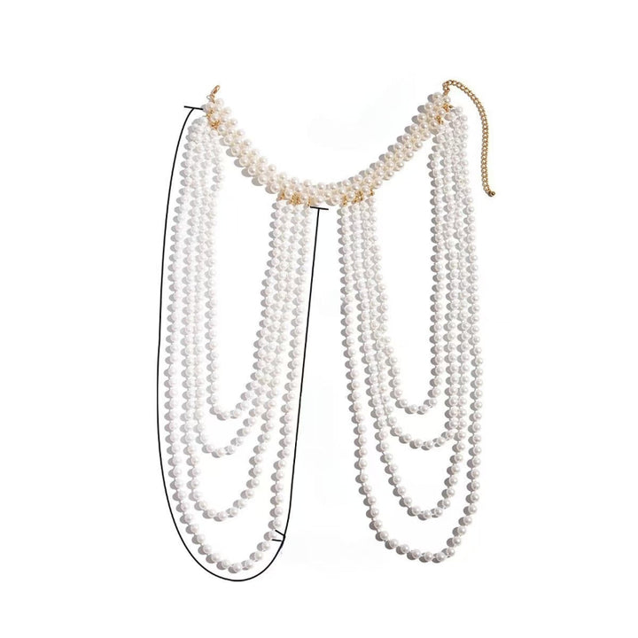Sexy Multi-Layer Body Chain for Women, Fashion Show Pearl Shoulder Chain, Clothing Chain