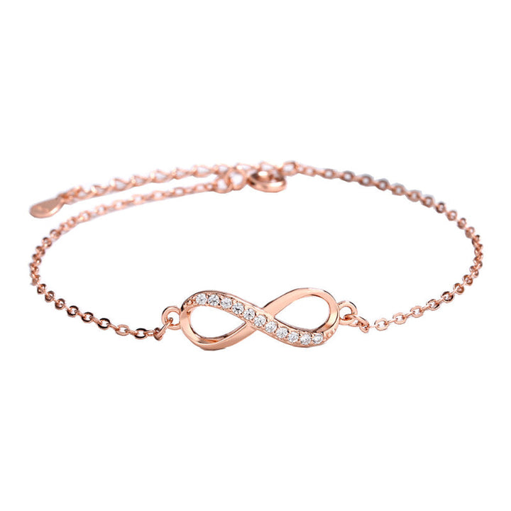 Set with Diamond Infinity Symbol Dainty Bracelet, Adjustable Forever Love Wrist Chain