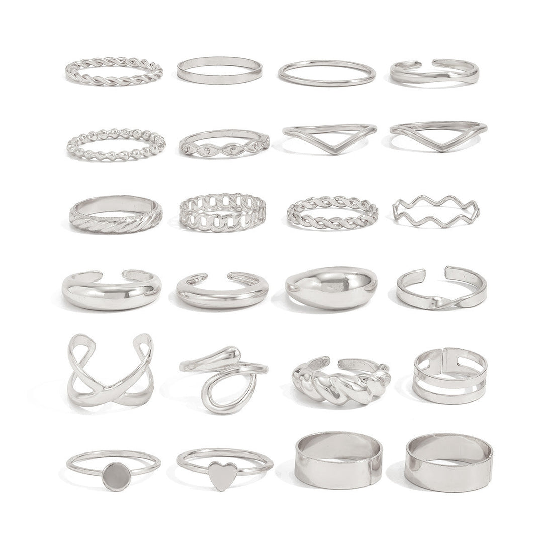 Irregular Abstract Stackable Gold/Silver Statement Ring Set, Handmade Textured Chunky Band Rings