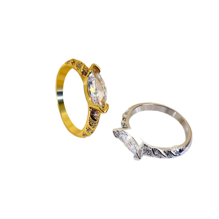 Elegant Marquise Cut Statement Ring, Versatile Sparkling Diamond Ring for Women