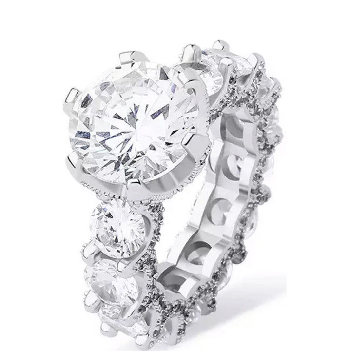 Vintage Ornate Round‑Cut Diamond Statement Ring, Full‑Band Pave Diamond Women Fashion Ring