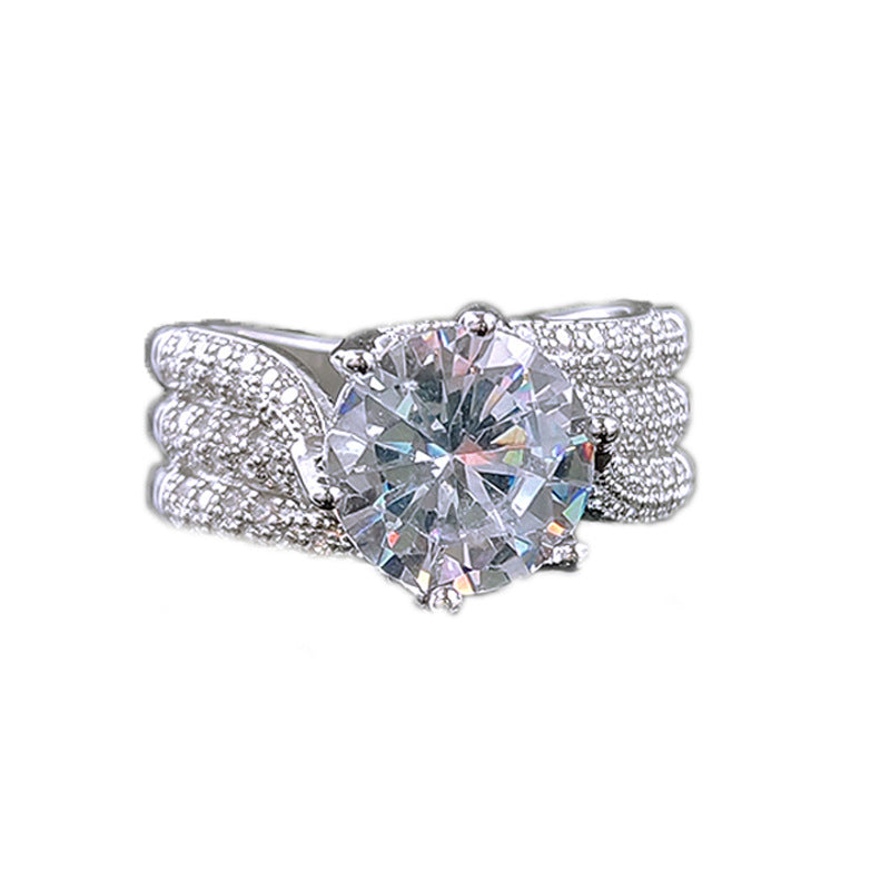 Multi‑Row Pave‑Set Round Cut Diamond Statement Ring, Two‑Tone Finish Women’s Cocktail Ring