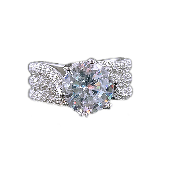 Multi‑Row Pave‑Set Round Cut Diamond Statement Ring, Two‑Tone Finish Women’s Cocktail Ring