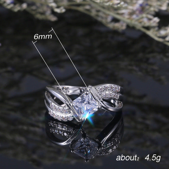 Set with Diamonds Engagement Ring, Twisted Split Bridal Promise Band