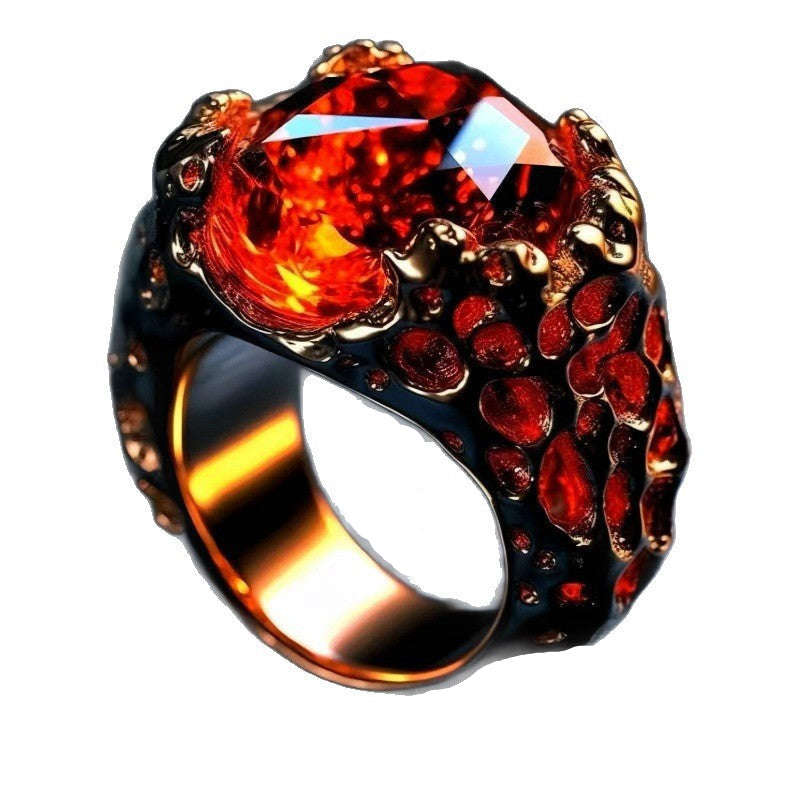Bold Sculpted Statement Ring, Large Faceted Gemstone Chunky Ring for Men Women