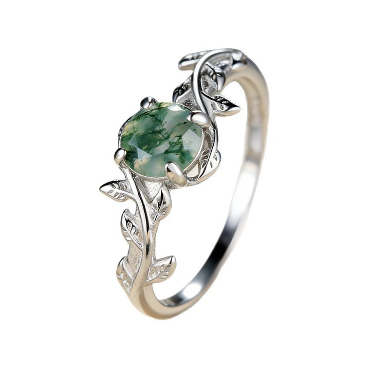Nature Leaf Moss Agate Adjustable Open Ring, Perfect for Birthday&amp; Daily Wear for Women