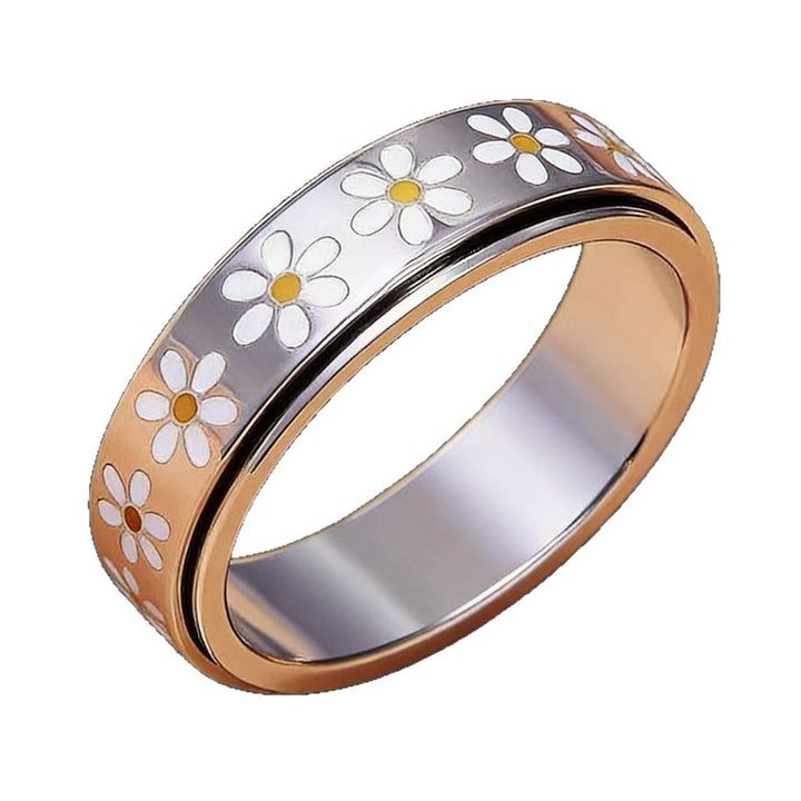 Daisy Rotatable Ring with Universal Wheel, Rotatable Stress‑Relief Band Ring