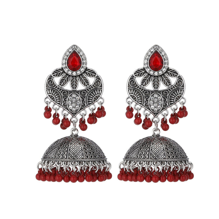 Openwork Retro Personalized Earrings, Bohemian Style Beaded Tassel Earrings for Women