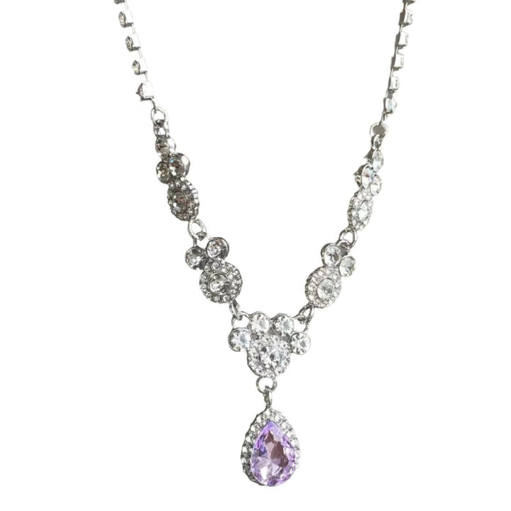 V-Shaped Floral Teardrop Diamonds Necklace, Dainty Wedding Diamond Pendant Chain