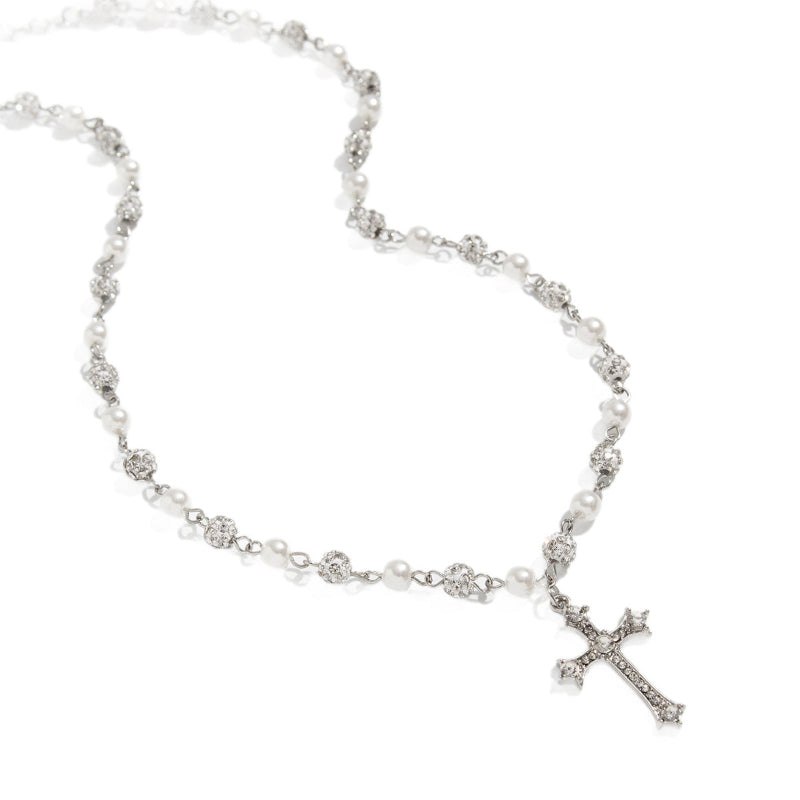 Unisex Cross Necklace, Silver Dainty Religious Faith Couple Collarbone Jewelry For Men & Women