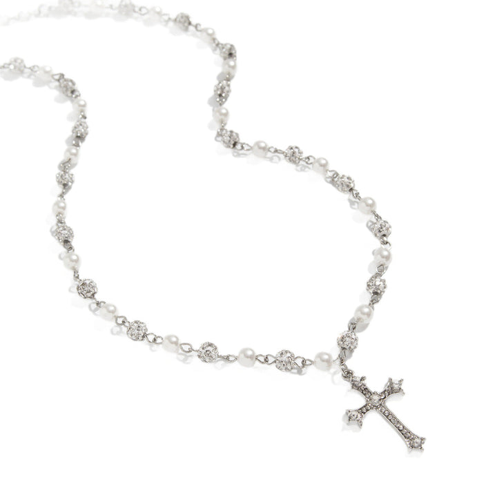 Unisex Cross Necklace, Silver Dainty Religious Faith Couple Collarbone Jewelry For Men & Women