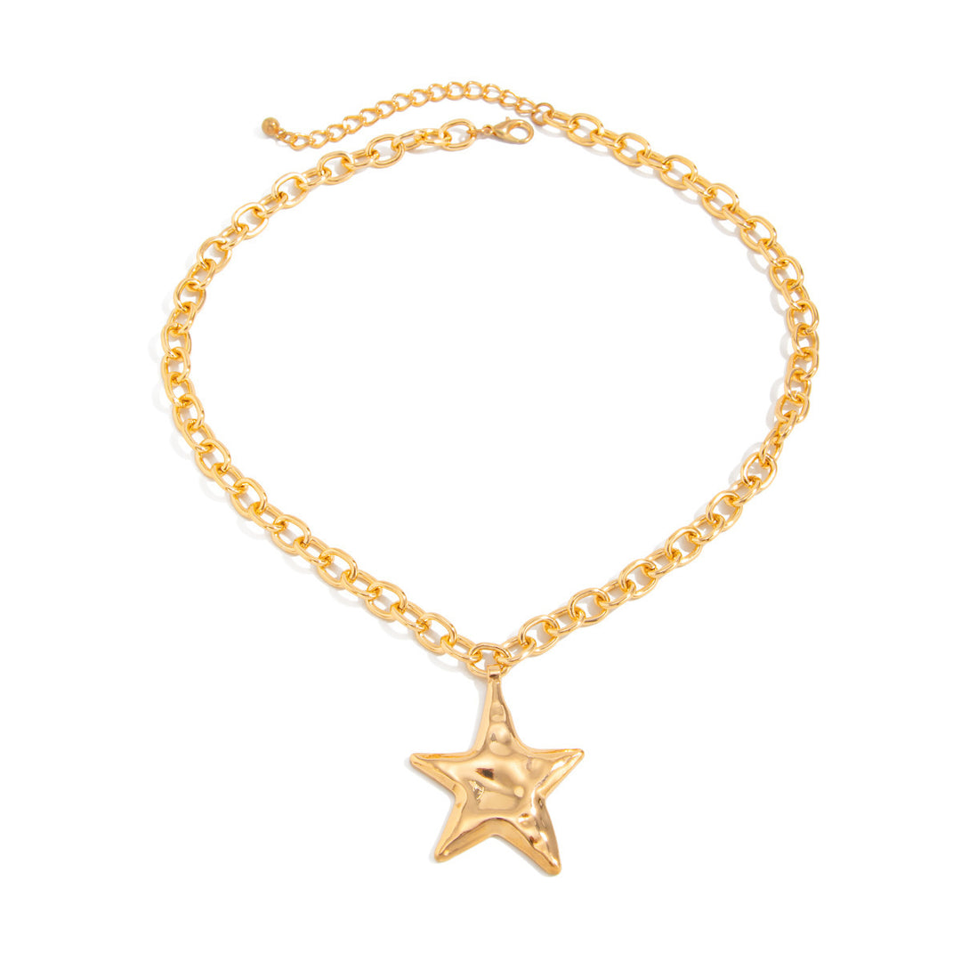 Unisex Textured Star Pendant Necklace, Bold Chain Design for Daily Wear &amp; Gifting for Men Women