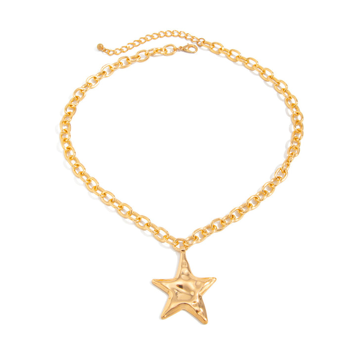 Unisex Textured Star Pendant Necklace, Bold Chain Design for Daily Wear &amp; Gifting for Men Women