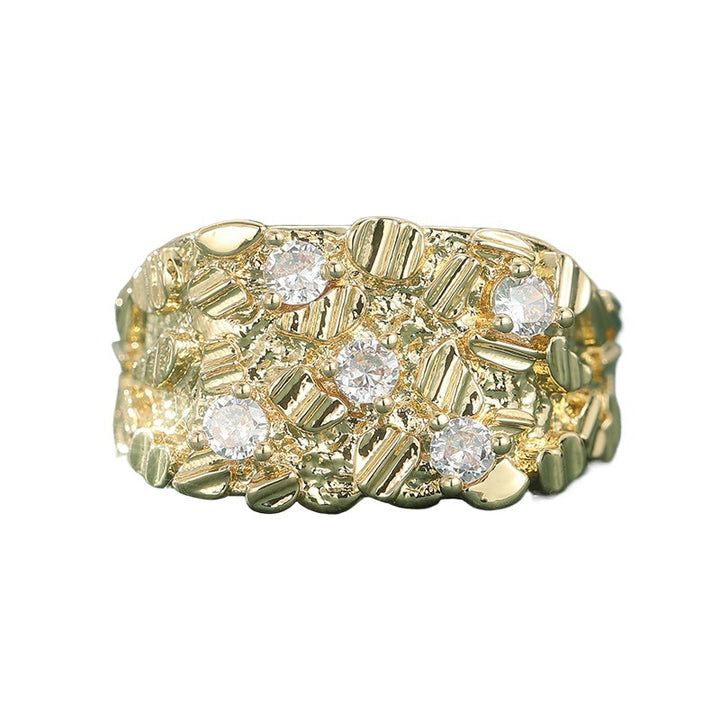 Bohemian style Statement Ring, Bold Chunky Ring with Sparkling Diamonds for Men &amp; Women