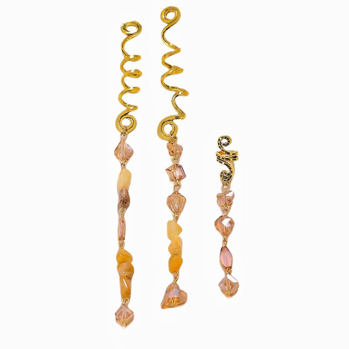 Gemstone Long Tassel Hair Coil, Bohemian Layered Beaded Twisted Hair Jewelry