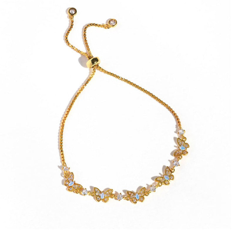 2 Tone Gold Silver Dainty Multi Butterfly Stackable Women Minimalist Coquette Wrist Jewelry