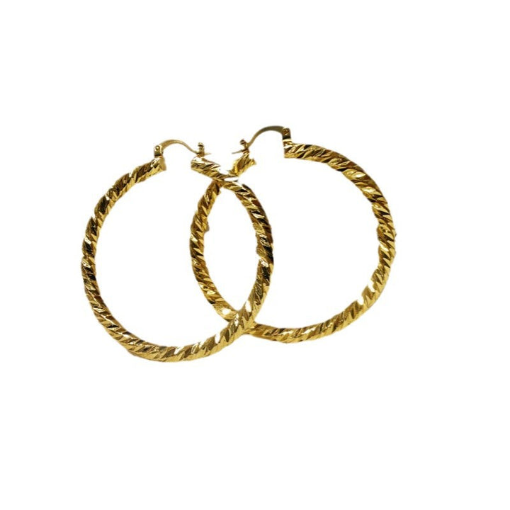 Textured Large Hoop Earrings, Classic Round Loop Ear Jewelry for Women Daily &amp; Party Wear