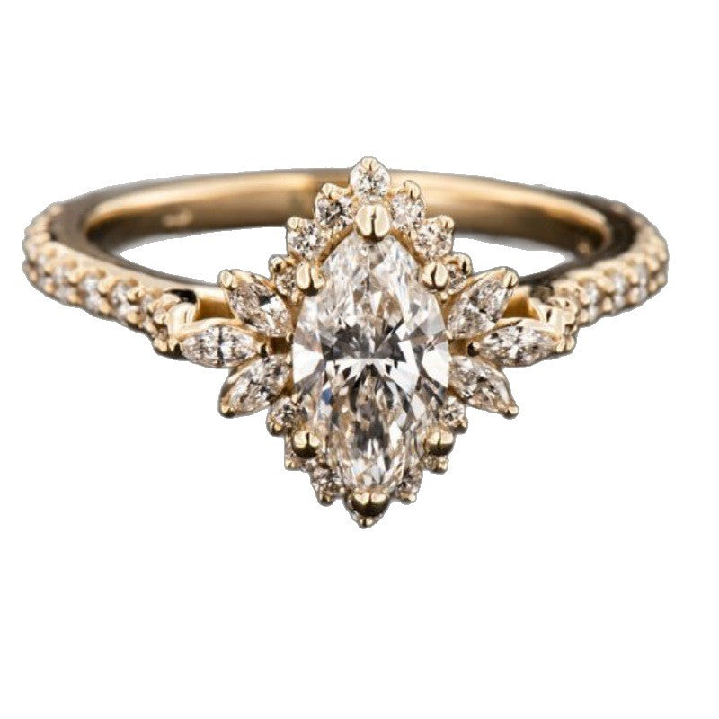 Luxurious marquise-cut diamond ring; elegant women&