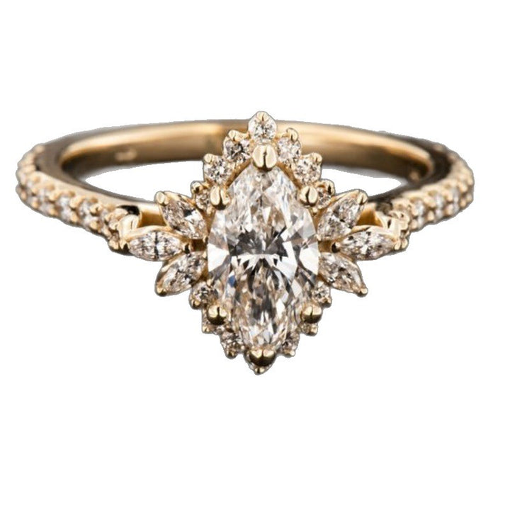 Luxurious marquise-cut diamond ring; elegant women&