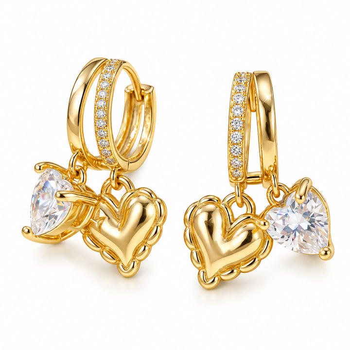 Heart Shape Drop Huggie Earrings, Sparkling Dangle Ear Jewelry for Women