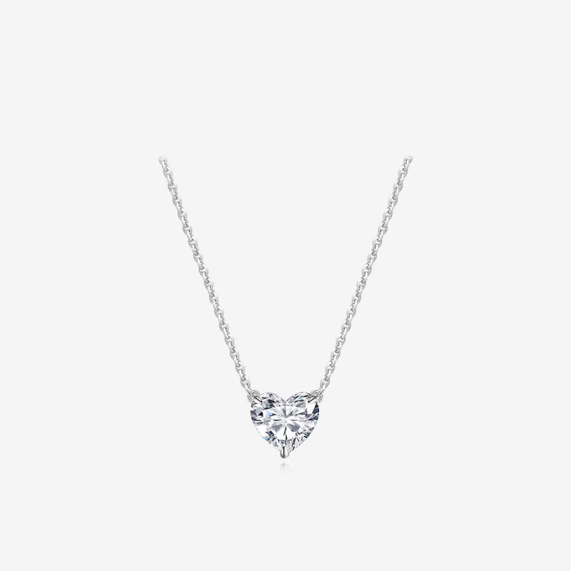 2 Carat Dainty Heart Cut Diamond Pendant Necklace, Minimalist Women Love Promise Collarbone Jewelry