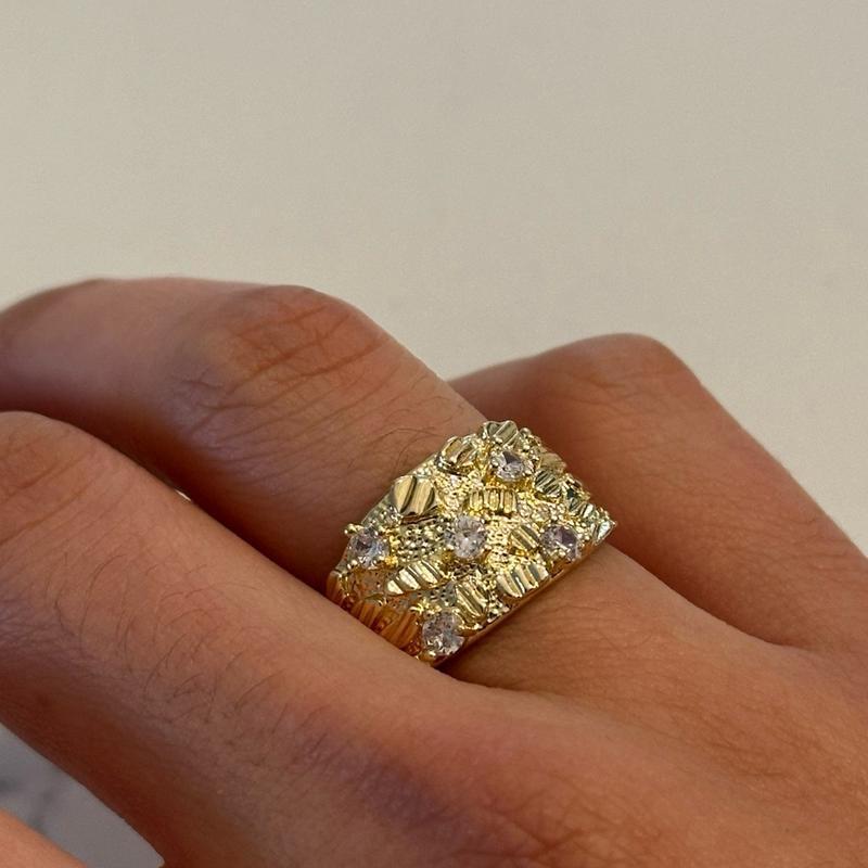 Bohemian style Statement Ring, Bold Chunky Ring with Sparkling Diamonds for Men &amp; Women