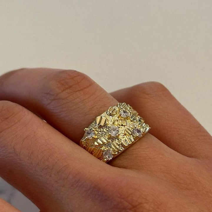 Bohemian style Statement Ring, Bold Chunky Ring with Sparkling Diamonds for Men &amp; Women