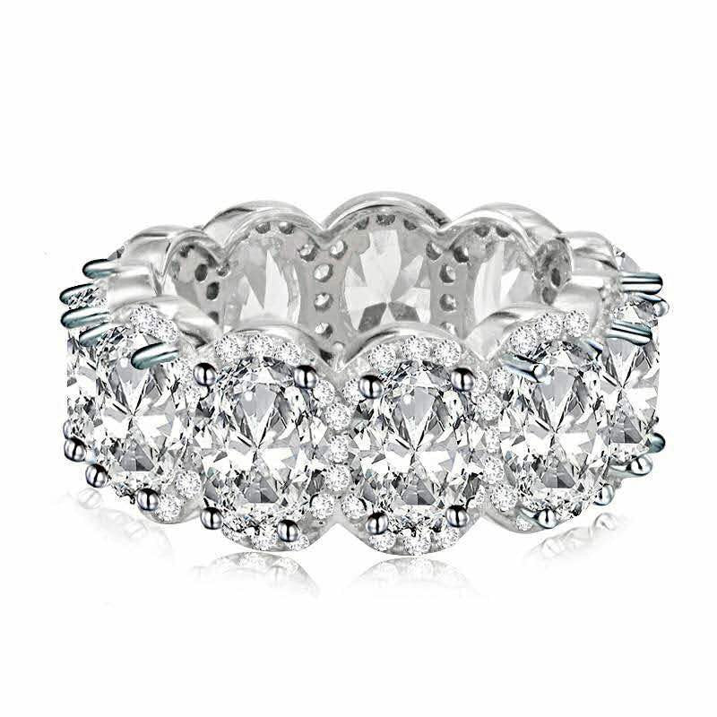 Vibrant Oval Gemstone Eternity Band Ring, Multi-color Statement Stackable Ring for Women