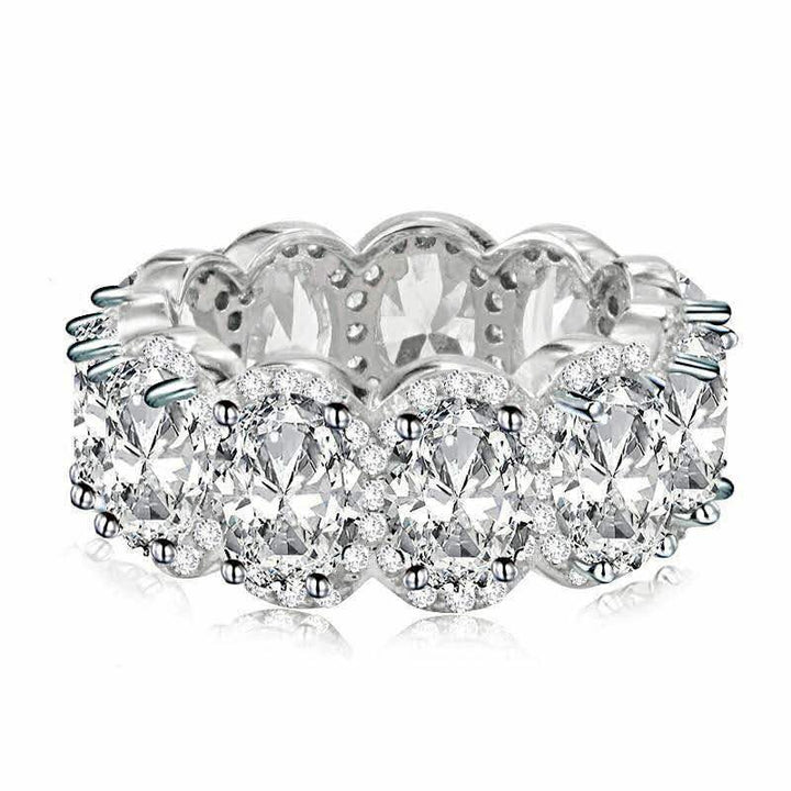 Vibrant Oval Gemstone Eternity Band Ring, Multi-color Statement Stackable Ring for Women