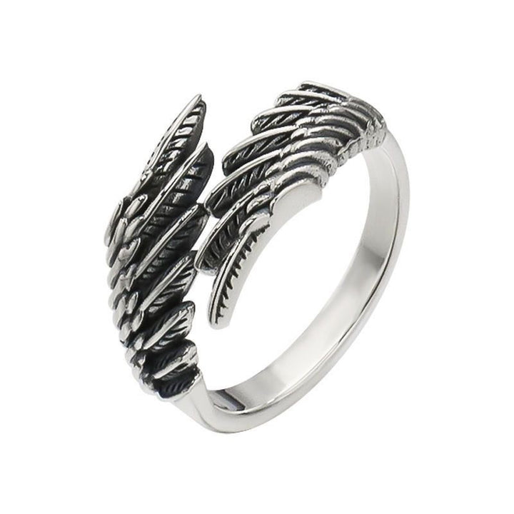 Retro Angel Wings Ring, Trendy and Unique Open Ring for Men