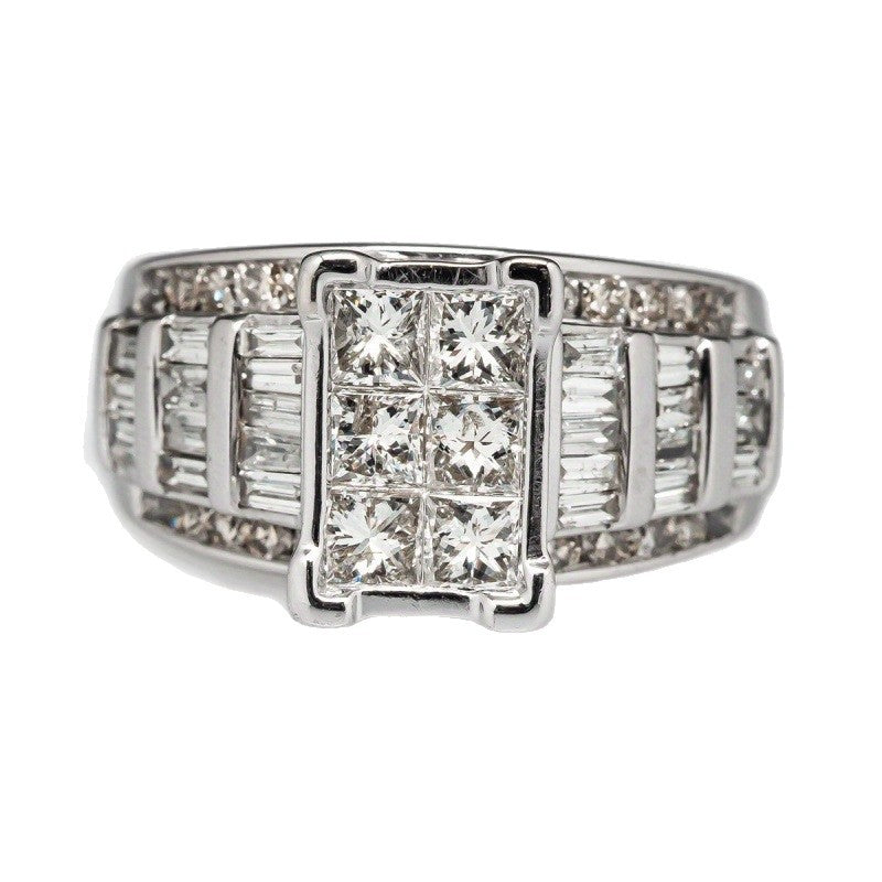 Art Deco Square Cluster Stacking Ring, Vintage Baguette Stone Statement Ring for Women