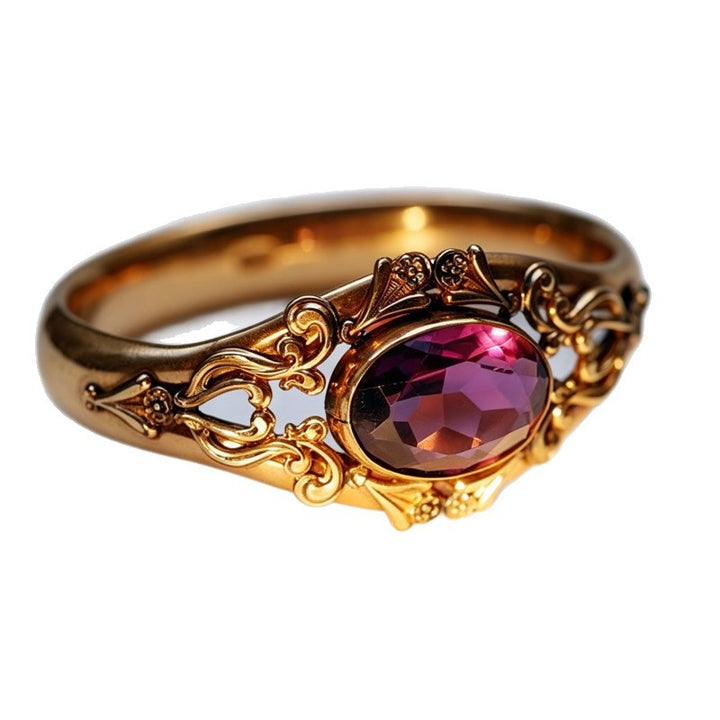 Vintage Oval Gemstone Ring, Ornate Filigree Carved Statement Ring, Elegant Jewelry Gift