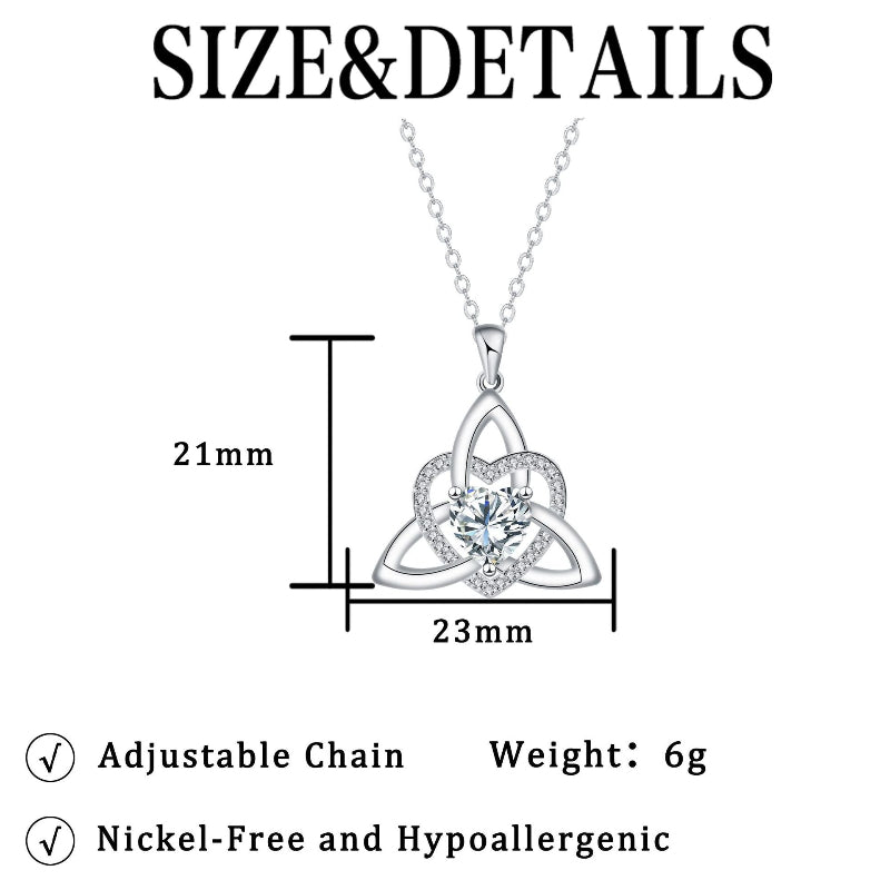 Celtic Trinity Knot Heart Birthstone Necklace, Hypoallergenic Women Sentimental Pendant