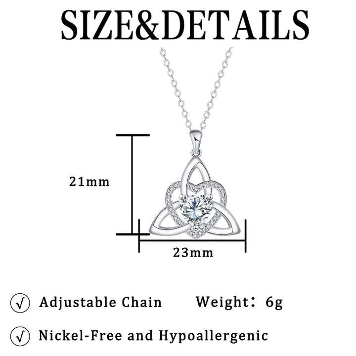 Celtic Trinity Knot Heart Birthstone Necklace, Hypoallergenic Women Sentimental Pendant