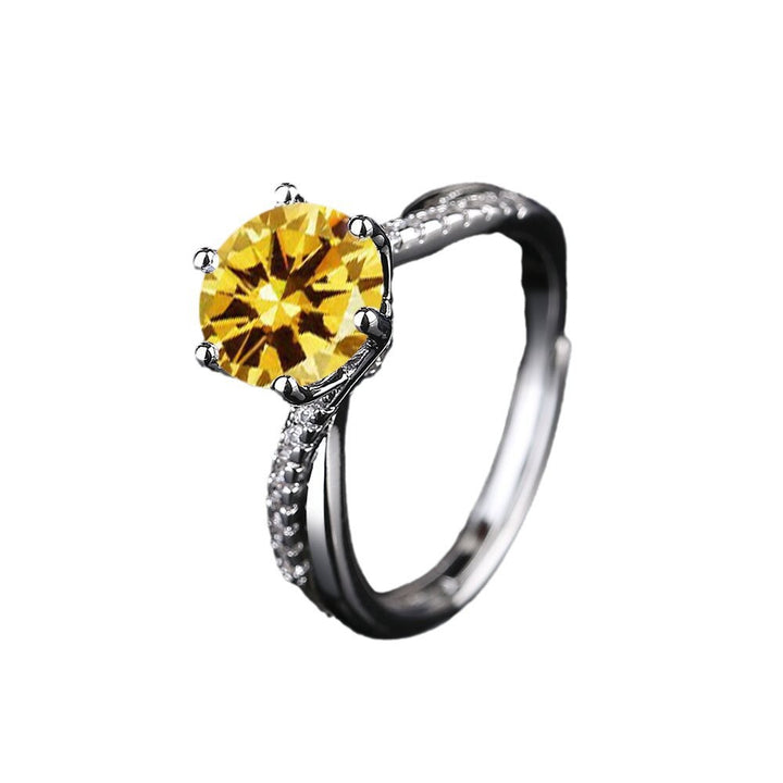Adjustable Twist Band Round Stone Ring, Multi Color Choice Bridal Promise Statement Ring for Women