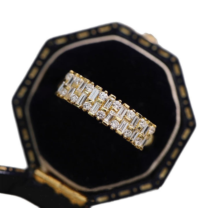 Baguette Diamond Full Eternity Band Ring, 14K Stackable Statement Elegant Ring
