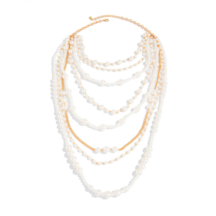 Multi‑Layer Oversized Pearl Statement Necklace, Layered Pearl Vintage Luxury Necklace