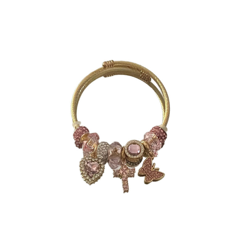 Multi Color Gemstone Bead Twist Wire Cuff Bracelet, Stackable Gold Bangle Women Bohemian Wrist Jewelry