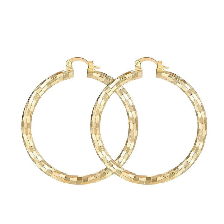 S925 &amp; 14K‑Tone Textured Hoop Earrings, Minimalist, High-End Circular Earrings