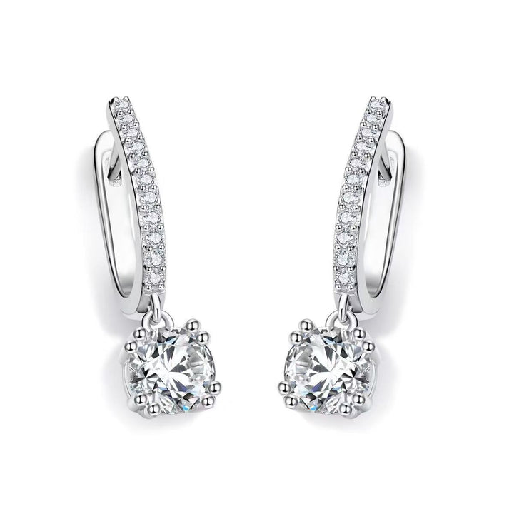 Round Sparkling Drop Hoop Earrings, Elegant and Versatile Ear Jewelry for Women