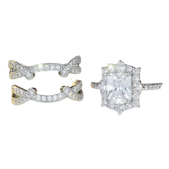 Radiant Cut Diamond Ring Set, Perfect for Birthday, Christmas Gift &amp; Daily Wear for Women