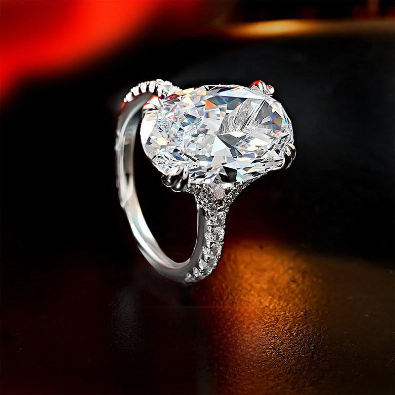 "Ice Flower" Cut Diamond Engagement Open Ring, Luxurious Paved Band Promise Ring for Women