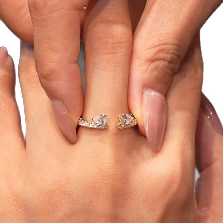 Adjustable Open Oval‑Cut Diamond Ring Set, Premium Gift Set For Wedding &amp; Special Moments
