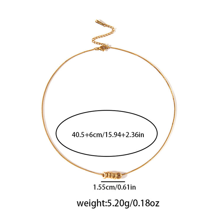 Minimalist 5 Rolling Rings Box Chain Gold Necklace, Dainty Spiral Circle Stack Pendant Timeless