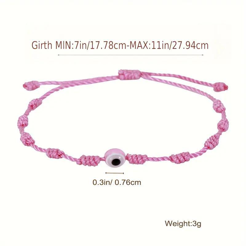 Personalized Virgin Mary Cross With Evil Eye Adjustable Bracelet, Braided Charm Bracelet