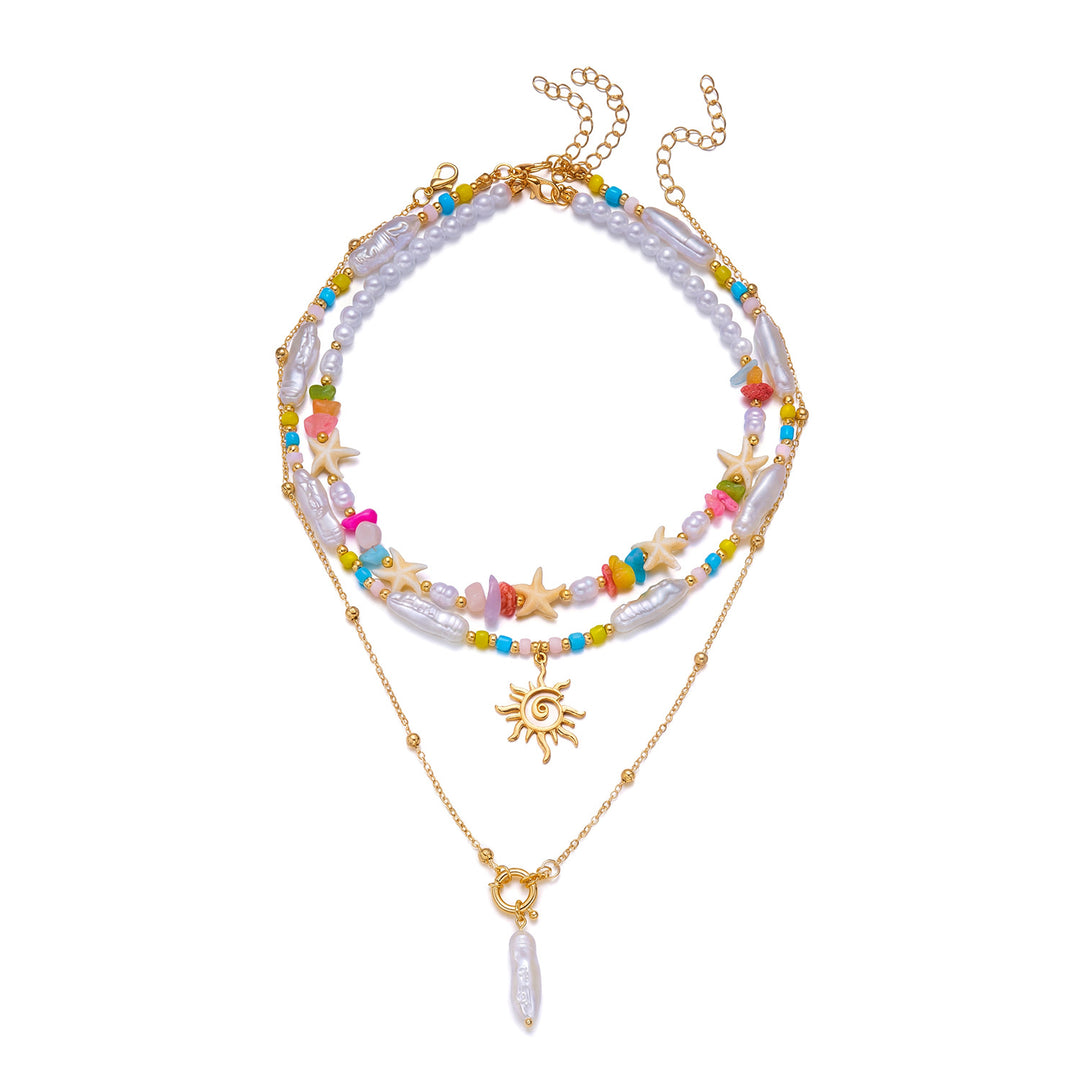 Casual &amp; Versatile Bohemian Starfish Shell Pendant Multi-strand Necklaces for Women Beach Jewelry