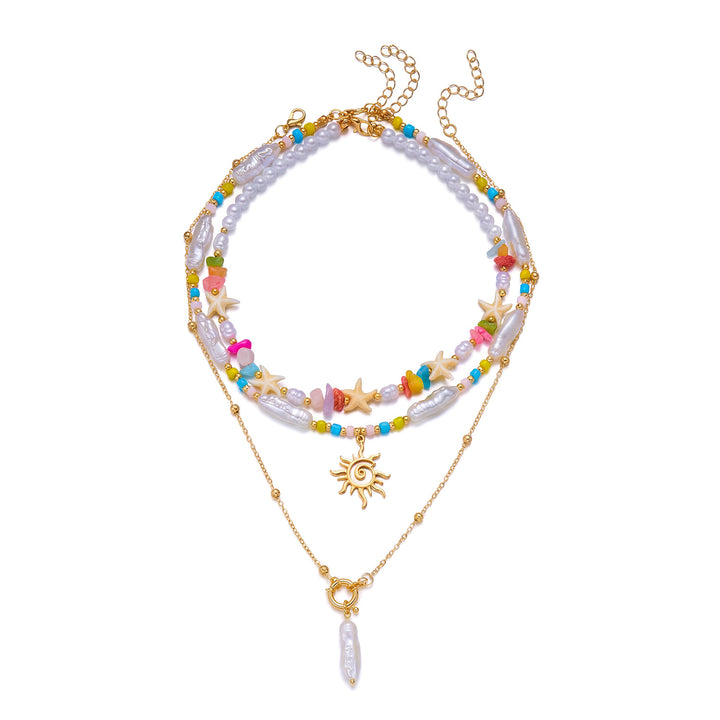 Casual &amp; Versatile Bohemian Starfish Shell Pendant Multi-strand Necklaces for Women Beach Jewelry